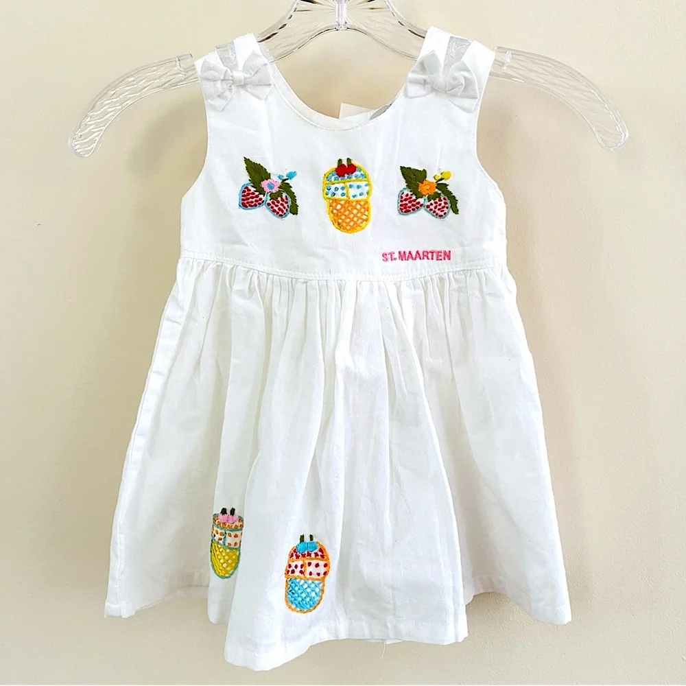 Girls Toddler Dress 100% Cotton Summer Sun Party Dress Vacation Small White New